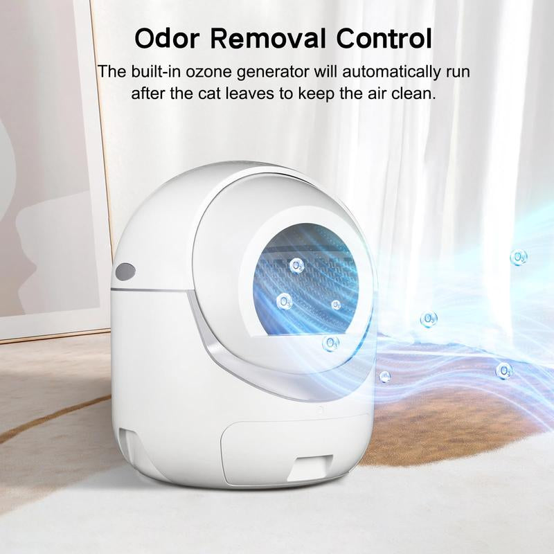Self Cleaning Cat Litter Box, Automatic Cat Litter Box with APP Control Odor Removal Safety Protection for Multiple Cats ( Requires 2.4G WIFI )