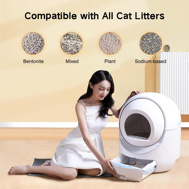 Self Cleaning Cat Litter Box, Automatic Cat Litter Box with APP Control Odor Removal Safety Protection for Multiple Cats ( Requires 2.4G WIFI )