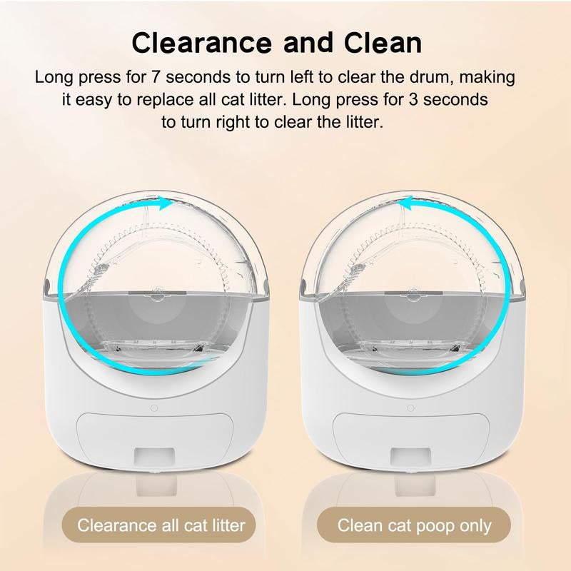Self Cleaning Cat Litter Box, Automatic Cat Litter Box with APP Control Odor Removal Safety Protection for Multiple Cats ( Requires 2.4G WIFI )