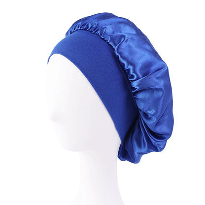 Women’s Satin Wide-Brim Sleep Bonnet with Elastic Band