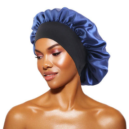 Women’s Satin Wide-Brim Sleep Bonnet with Elastic Band