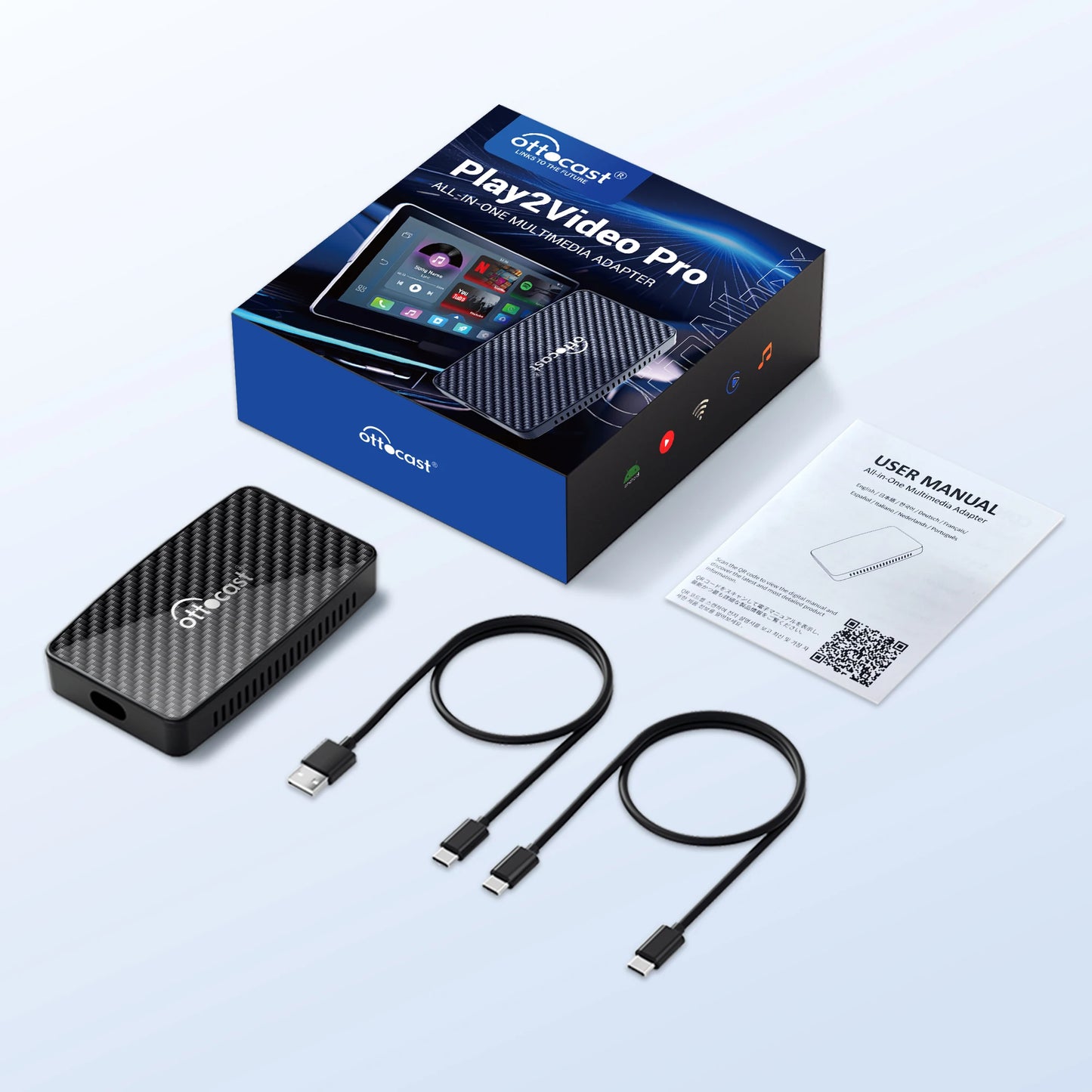 OTTOCAST Play2Video Pro – Wireless CarPlay & Android Auto Adapter