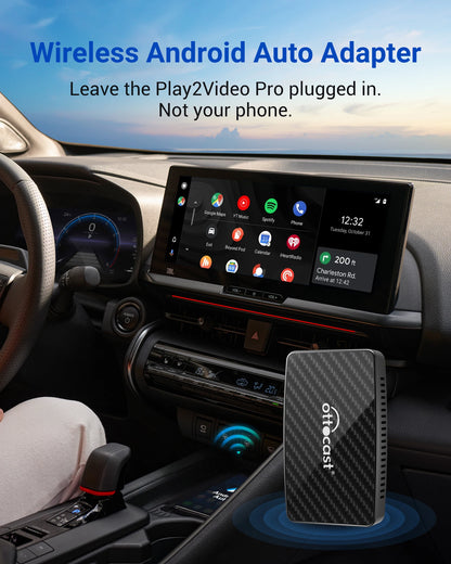 OTTOCAST Play2Video Pro – Wireless CarPlay & Android Auto Adapter