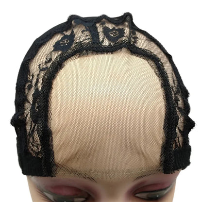 1PC Black 4x4 Inch U-Part HD Lace Wig Cap with Adjustable Strap for DIY Wig Making Hairnet Weaving Cap