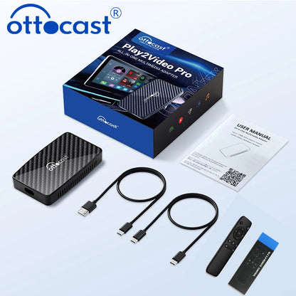 OTTOCAST Play2Video Pro – Wireless CarPlay & Android Auto Adapter