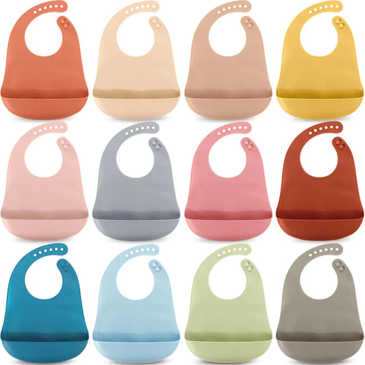 12 Pcs Waterproof Silicone Bibs