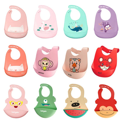 Waterproof Silicone Cartoon Baby Bibs