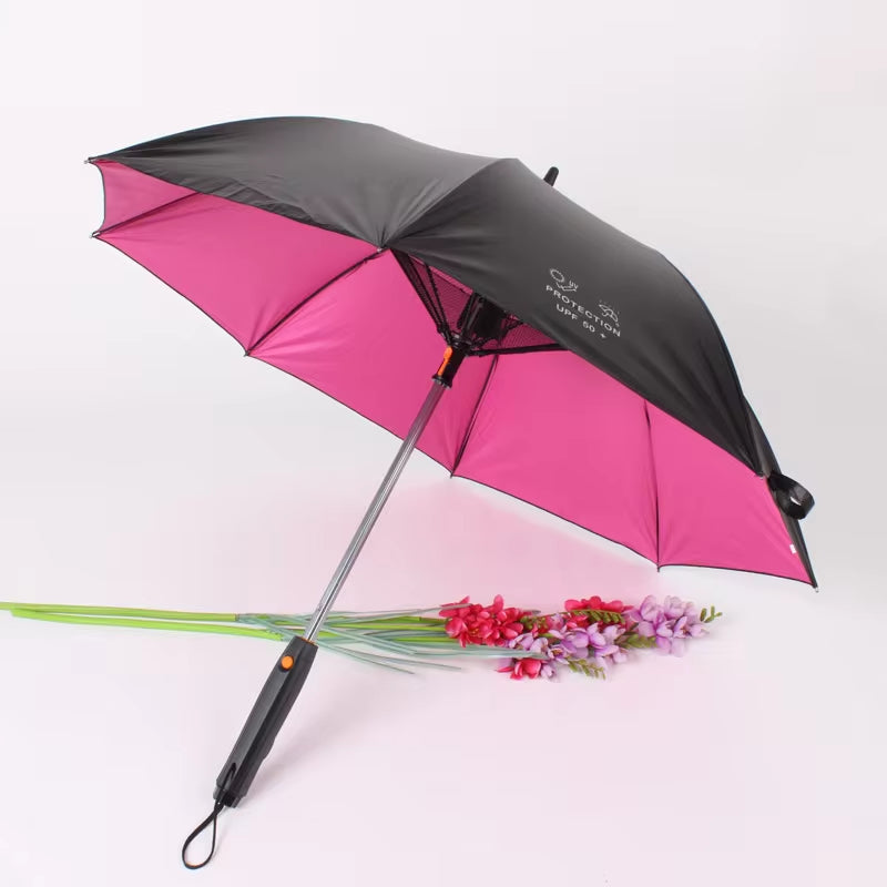 7 Colors Sunny and Rainy Umbrella with Fan and Spray Long-Handle Summer Umbrella