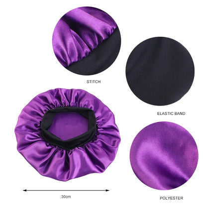 Women’s Satin Wide-Brim Sleep Bonnet with Elastic Band
