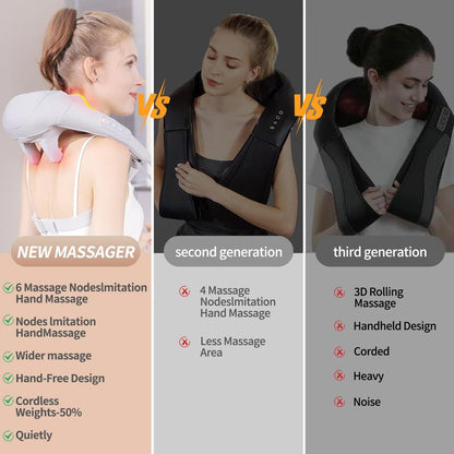 Neck and Shoulder Massage Shawl Massagers for Neck and Back with Heat - Deep Tissue 6D Kneading Pillow, Electric Shiatsu Shoulder Massage, Foot, Legs,Body - Relieve Muscle Pain - Office, Home & Car,Mothers Day Gift,Mother'S Day