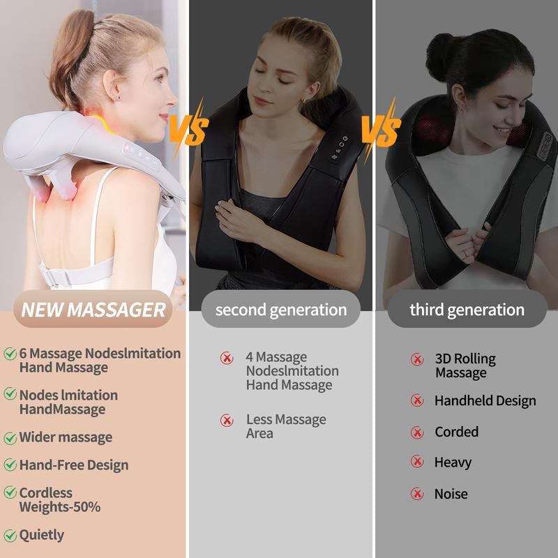 Neck and Shoulder Massage Shawl Massagers for Neck and Back with Heat - Deep Tissue 6D Kneading Pillow, Electric Shiatsu Shoulder Massage, Foot, Legs,Body - Relieve Muscle Pain - Office, Home & Car,Mothers Day Gift,Mother'S Day