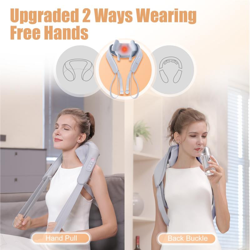 Neck and Shoulder Massage Shawl Massagers for Neck and Back with Heat - Deep Tissue 6D Kneading Pillow, Electric Shiatsu Shoulder Massage, Foot, Legs,Body - Relieve Muscle Pain - Office, Home & Car,Mothers Day Gift,Mother'S Day