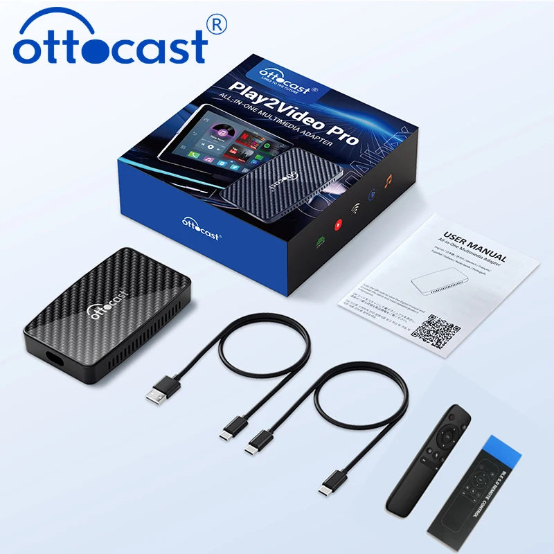 OTTOCAST Play2Video Pro – Wireless CarPlay & Android Auto Adapter