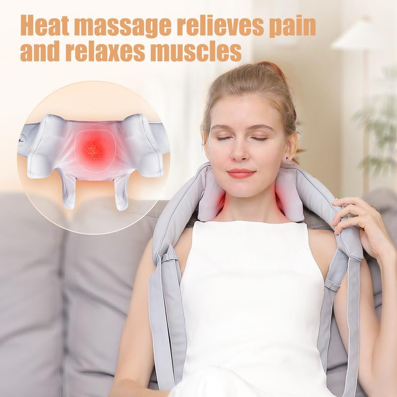 Neck and Shoulder Massage Shawl Massagers for Neck and Back with Heat - Deep Tissue 6D Kneading Pillow, Electric Shiatsu Shoulder Massage, Foot, Legs,Body - Relieve Muscle Pain - Office, Home & Car,Mothers Day Gift,Mother'S Day