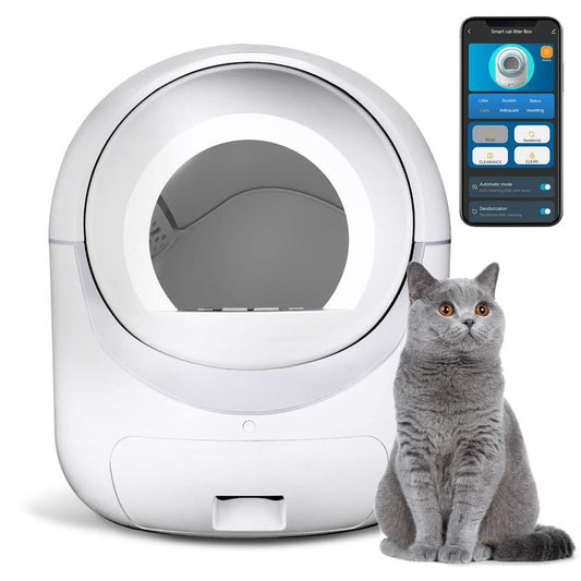 Self Cleaning Cat Litter Box, Automatic Cat Litter Box with APP Control Odor Removal Safety Protection for Multiple Cats ( Requires 2.4G WIFI )